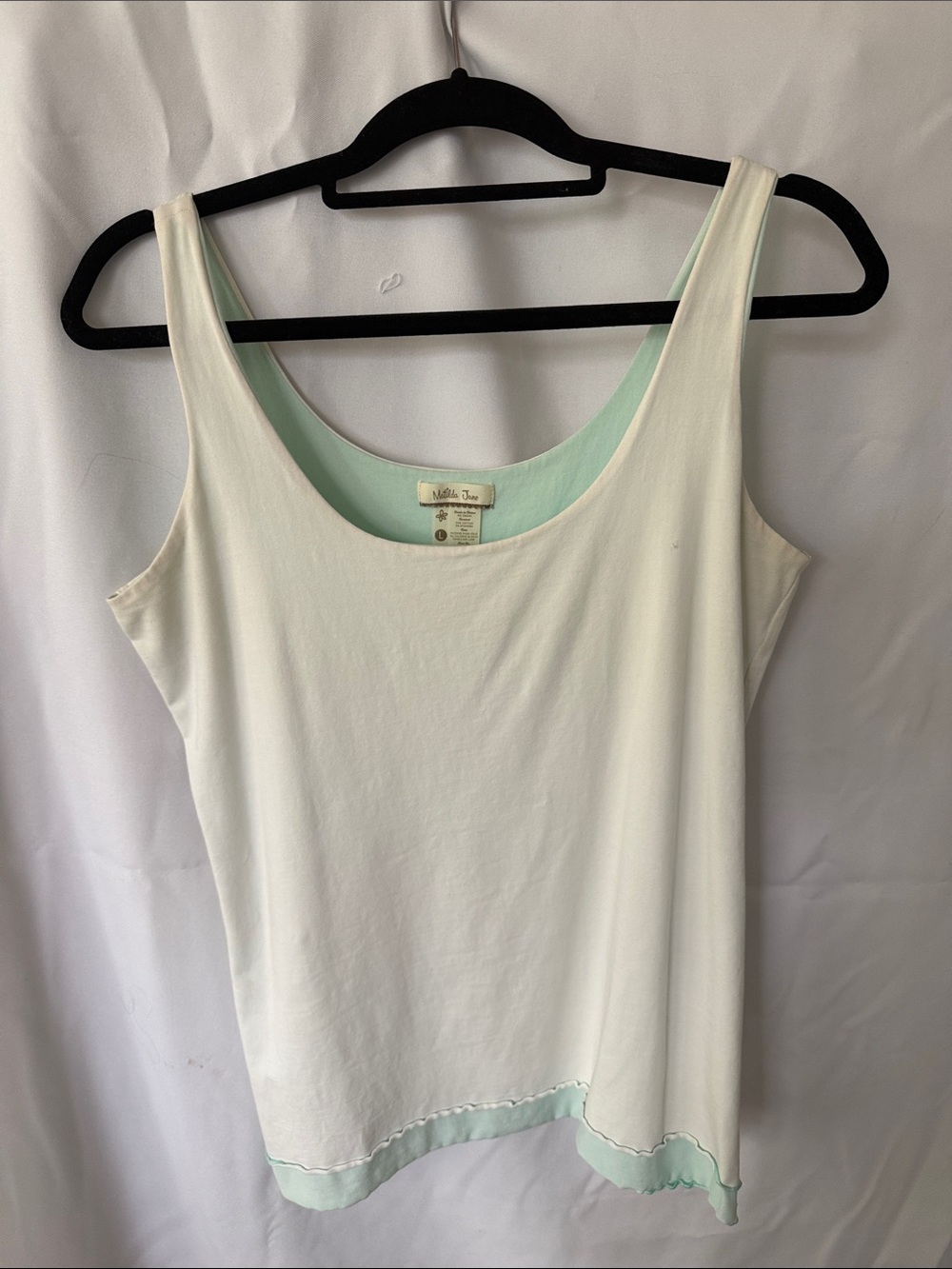 Matilda Jane Cream Tank with Mint Lining and Hem